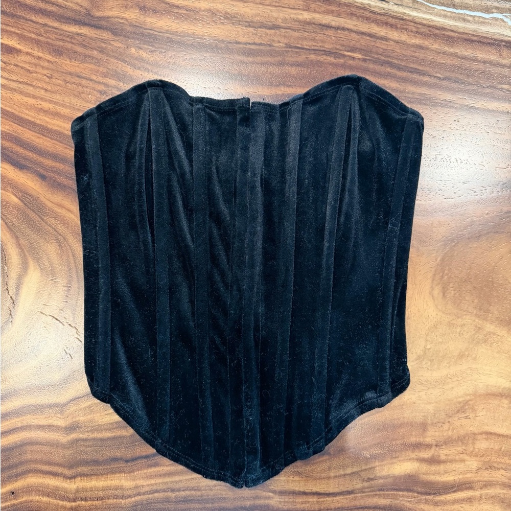 Edikted Black Velvet Corset Top